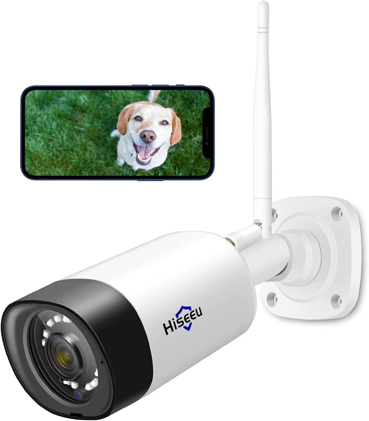 wifi増強版 500画素 防犯カメラ ネットワークカメラ IP66級防水防塵/双方向音声/遠隔監視 屋外 屋内無線接続カメラ(Hiseeu製NVRに追加することができます)