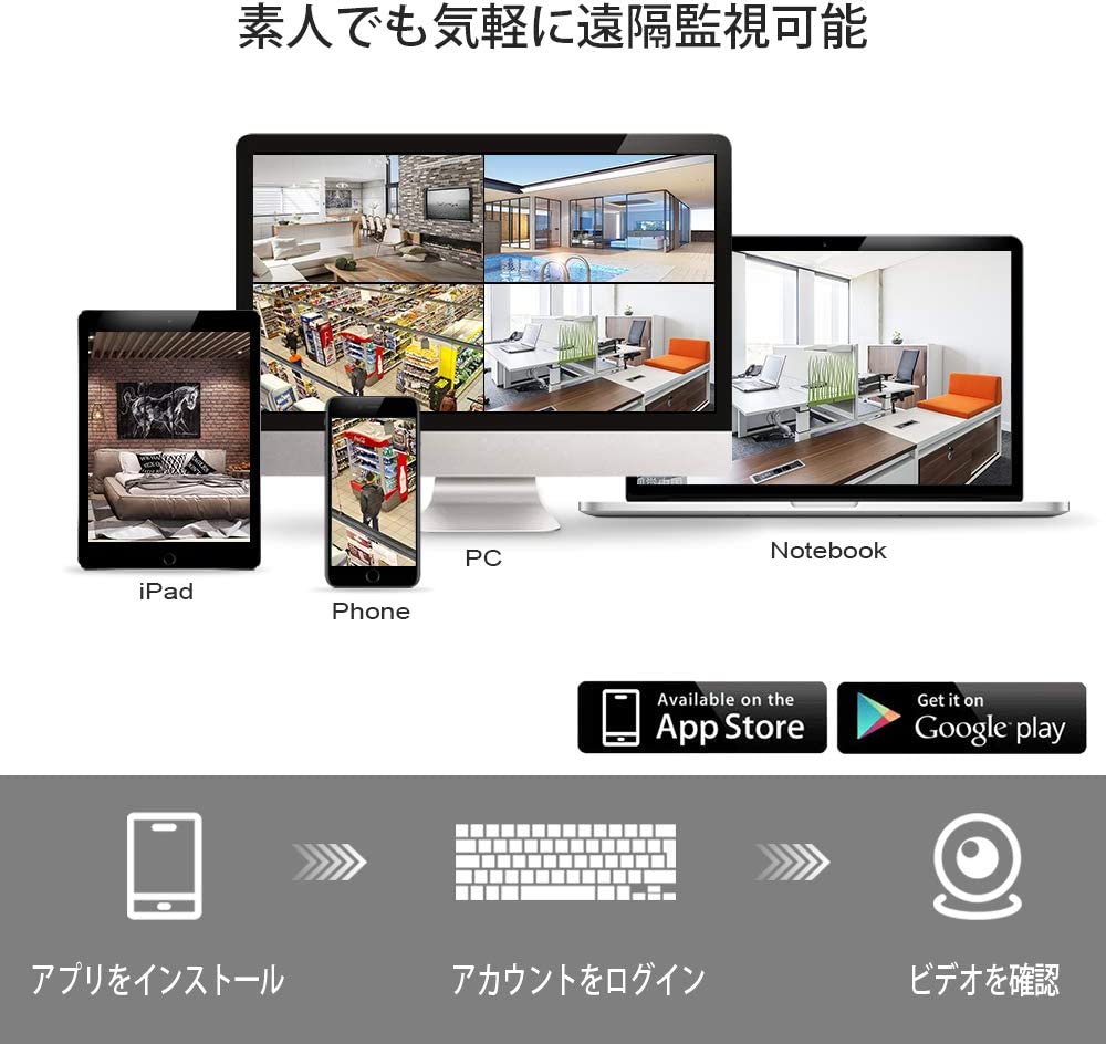 500万画素対応】ワイヤレス防犯カメラセット Hiseeu 屋外セキュリティカメラ 10.1イン NVR 10チャンネルまで増設可 カメラ4台 300万画素カメラ 遠隔監視 防水等級ip66 動態検知 屋内/屋外 防犯カメラ (300万画素カメラ4台+10チャンネル500万画素対応の録画機+1TB HDD)