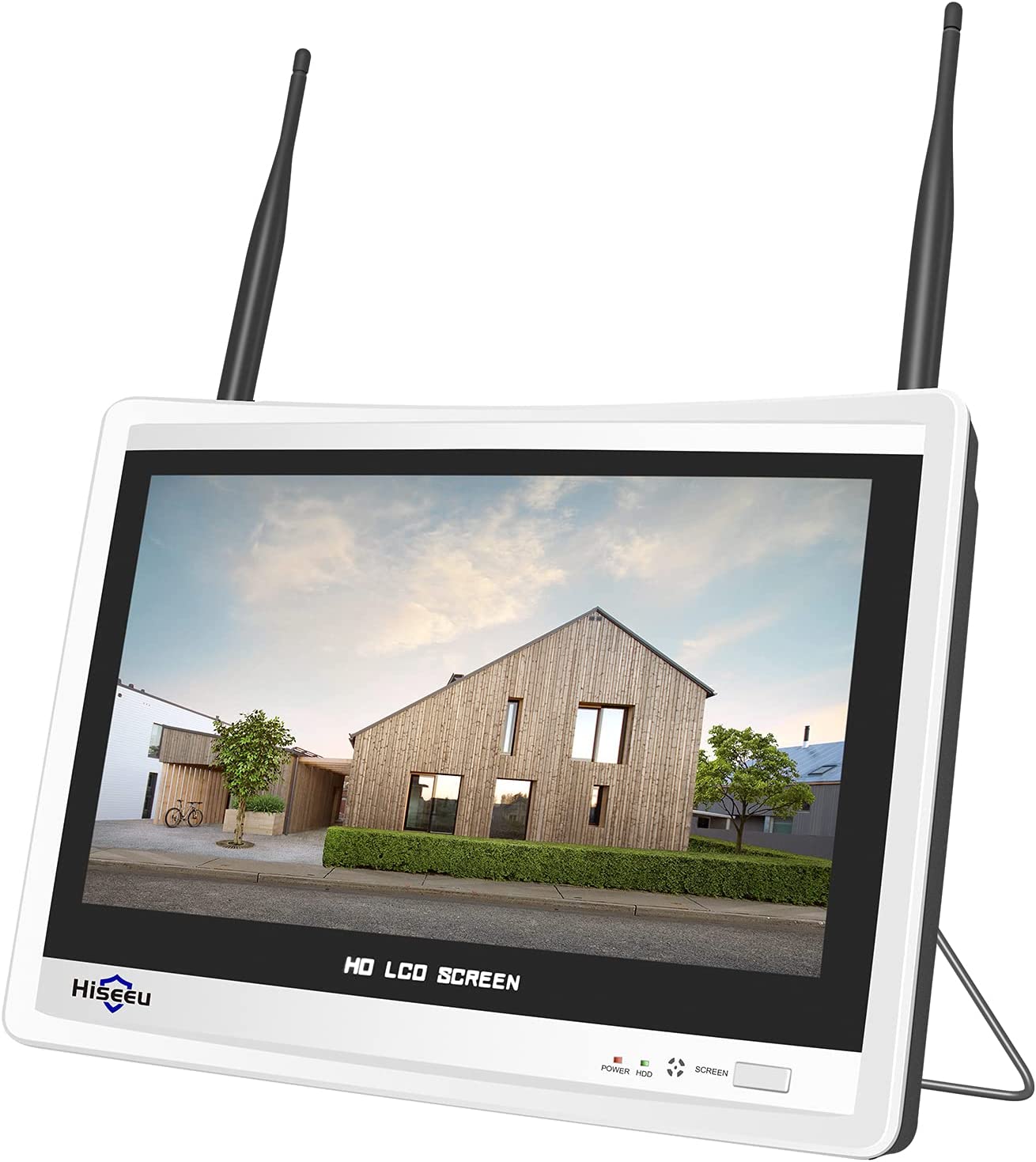 12 LCD ワイヤレス WiFi NVR 8 チャンネル 1944P/500万画素モーション検出ゾーン 内蔵スピーカー 24/7録画 電源ケーブルとHDDは含まれません Hiseeu ワイヤレスカメラ対応