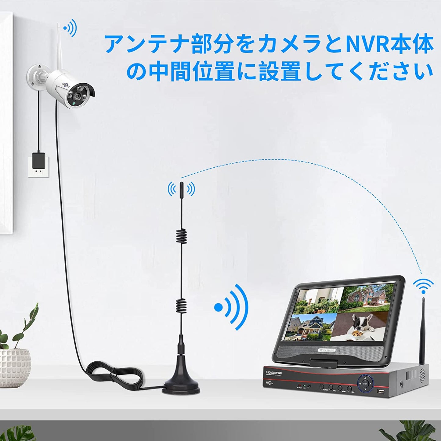 Hiseeu 2.4 GHz 7 DBI無線WiFi WLAN 5 X範囲拡声器アンテナ拡張器+台座10フィート