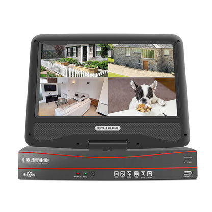 【POE録画機 】Hiseeu製NVR　 poe給電 屋外 有線 監視カメラ 10インチモニター付きNVR 双方向音声 屋内外対応 暗視撮影 動体検知 常時録画 スマホ/パソコン遠隔監視 アプリ通知 監視カメラ・Poe録画機 （電源あり）
