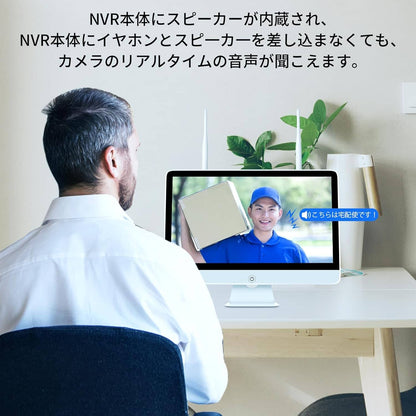 15 インチ LCD NVR 10 チャンネル 1944P/500万画素モーション検出ゾーン 内蔵スピーカー 24/7録画 電源ケーブルとHDDは含まれません Hiseeu ワイヤレスカメラ対応