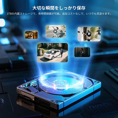 【800万画素・タッチスクリーン版 ・双方向音声】防犯カメラ ワイヤレスHiseeu 10.1インチLCD液晶モニタ一体型NVR 4K 800万画素ワイヤレスカメラ2台セット 10チャンネルまで増設可 遠隔監視 防水等級ip66 AI動体検知 屋内/屋外 セキュリティ (カメラ2台＋10インチ液晶一体型NVR 500GBHDD内蔵)