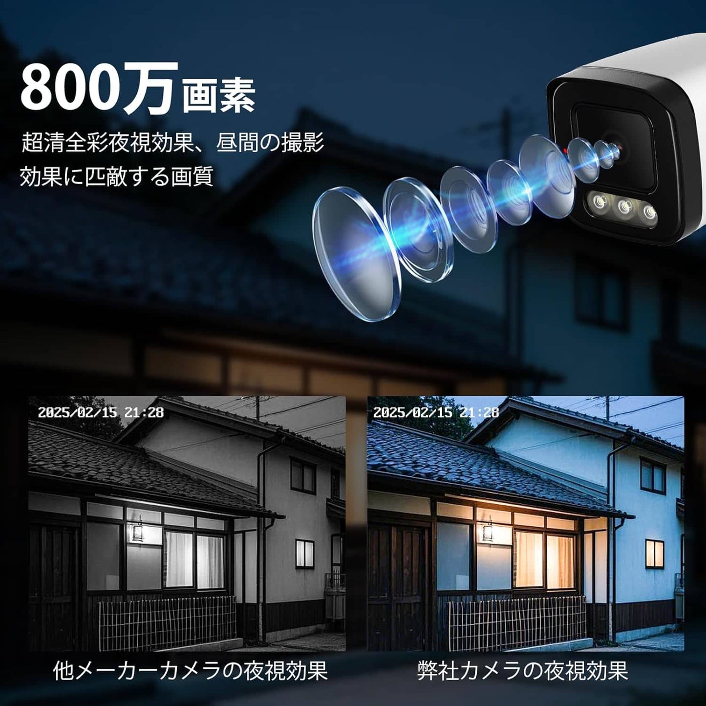 【本物のフルカラー暗視モード】 防犯カメラセット PoE有線接続 Hiseeu 屋外セキュリティカメラ 12インチ NVR 8チャンネルまで増設可 カメラ4台 カメラ 遠隔監視 防水等級ip66 動態検知 屋内/屋外 PoE防犯カ