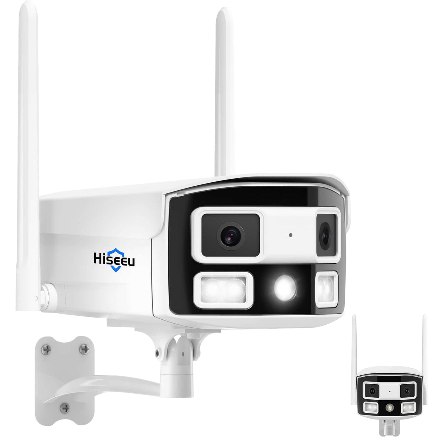 【180° 超広角・スターライトカメラ 】 Hiseeu 防犯カメラ 400万画素 超広角デュアルレンズ WiFi Pro 屋外無線セキュリティカメラ 2.4/5 GHz ブラックライトナイトビュー 双方向音声 IP 66防水 AI動体検知 屋内/屋外 セキュリティ