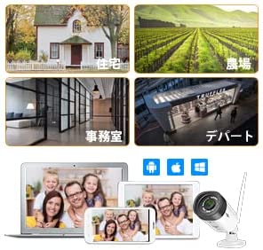 wifi増強版 500画素 防犯カメラ ネットワークカメラ　IP66級防水防塵/双方向音声/遠隔監視　 屋外 屋内無線接続カメラ（Hiseeu製NVRに追加することができます）