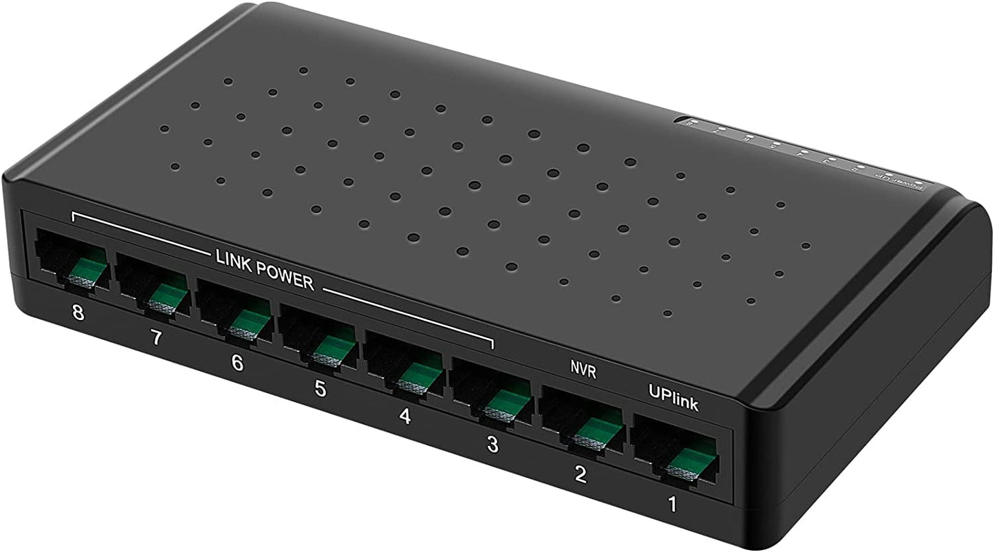Hiseeu 8ポート スイッチングハブ NVR本体接続用　録画機接続　POE接続　有線接続