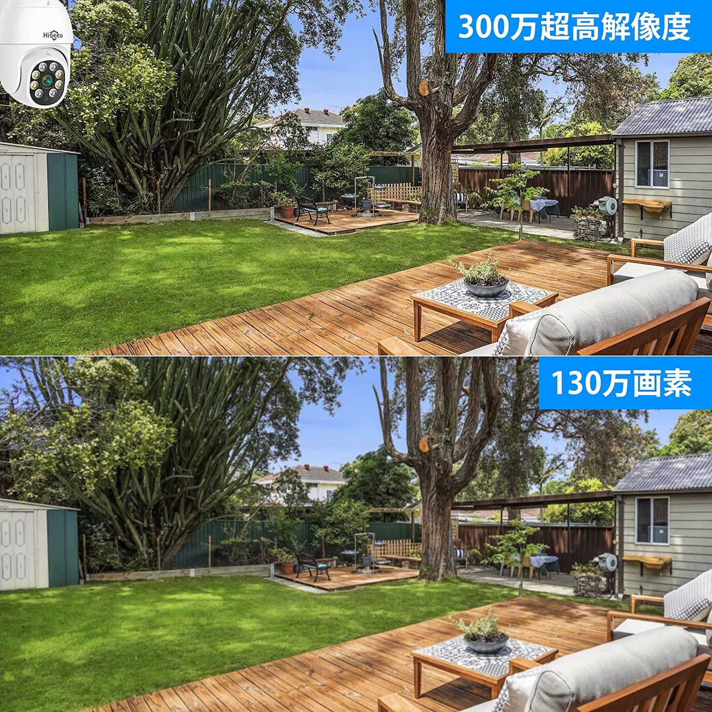 【500万画素対応・双方向の音声・360° PTZ機能搭載 】防犯カメラ ワイヤレスHiseeu 12インチLCD液晶モニタ一体型NVR 1296P 300万画素ワイヤレスカメラ4台セット 8チャンネルまで増設可 遠隔監視 防水等級ip66 AI動体検知 屋内/屋外 セキュリティ 防犯カメラ (300万画素カメラ4台＋12インチ液晶一体型NVR 3TBHDD内蔵)